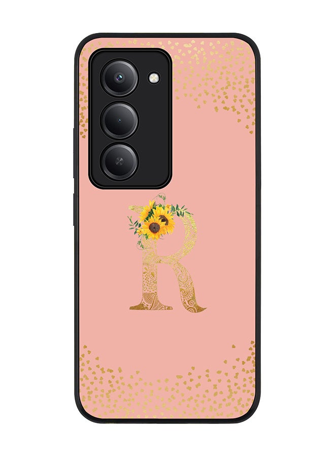 Stylizedd For Xiaomi Redmi 15 5G Case,Slim fit Camera Protection, Shockproof Thin Phone cover  - Custom Floral Monogram - R  (Rose Pink ) - Image 1