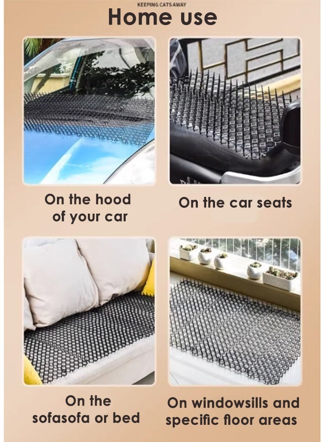 Reelyo 2/4/6PCS 13*49cm Cat Deterrent Mat, Scat Mat for Cats with Spikes, Cat Repellent Indoor Furniture, Outdoor Garden Fence Animal Barrier, Prickle Strips Network Digging Stopper Outdoor Spike Deterrent Mat,easy to install (also suitable for birds & squirrels &dogs，No substantial harm)  - Image 3