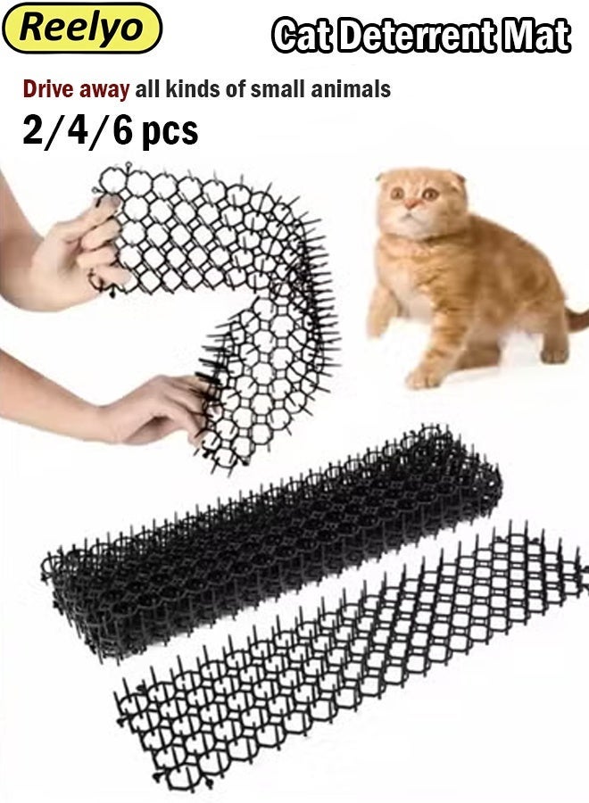 Reelyo Cat Deterrent Mat with Spikes 2/4/6pcs Plastic Prickle Strips Pet Scat Mat Safe Animal Barrier for Cats Dogs Birds Squirrels Indoor Furniture Protector Outdoor Garden Digging Stopper | For Home, Sofa, Garden, Fence, Balcony, Yard, Window 13*49cm/pc - Image 1