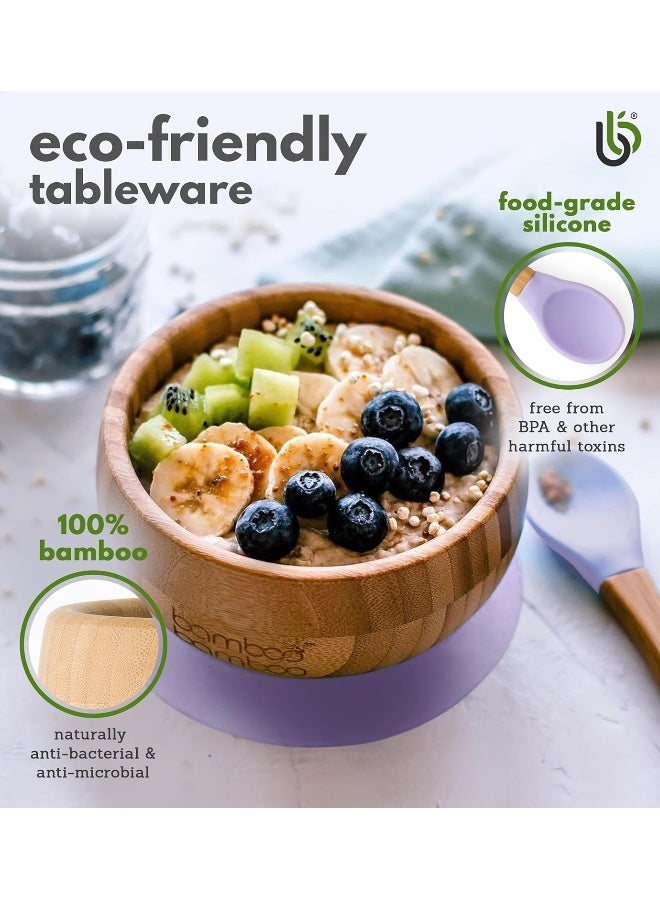 bamboo bamboo Bamboo Baby Suction Bowl and Spoon Set in Lilac - Image 3