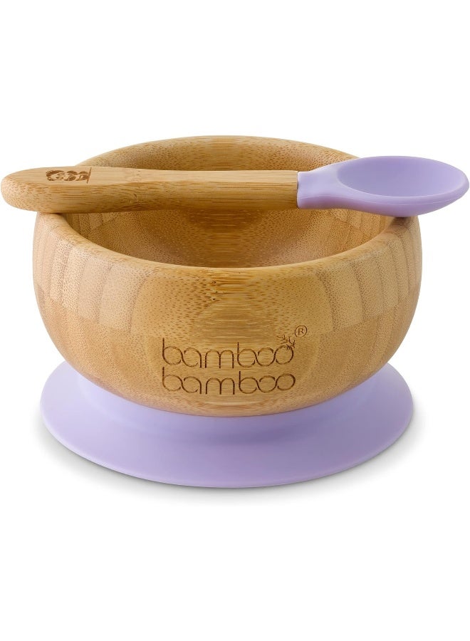 bamboo bamboo Bamboo Baby Suction Bowl and Spoon Set in Lilac - Image 1