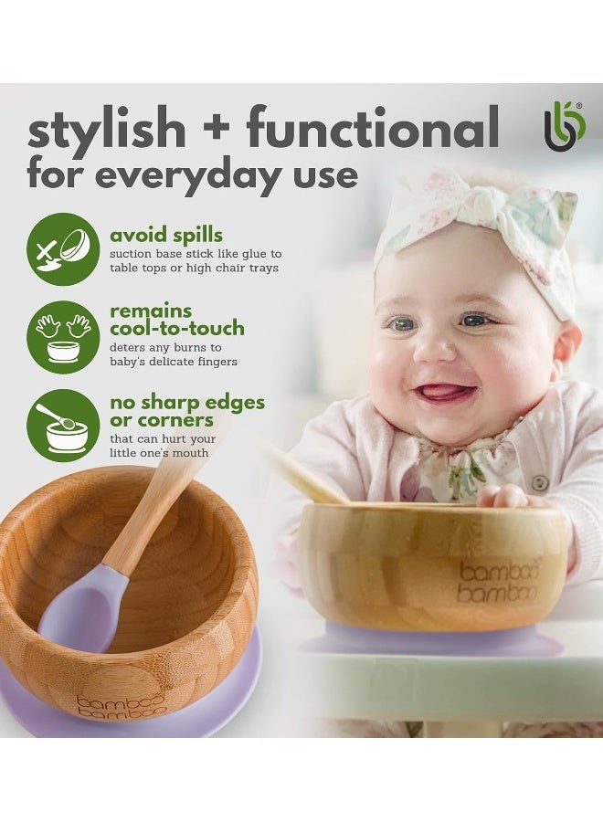bamboo bamboo Bamboo Baby Suction Bowl and Spoon Set in Lilac - Image 5