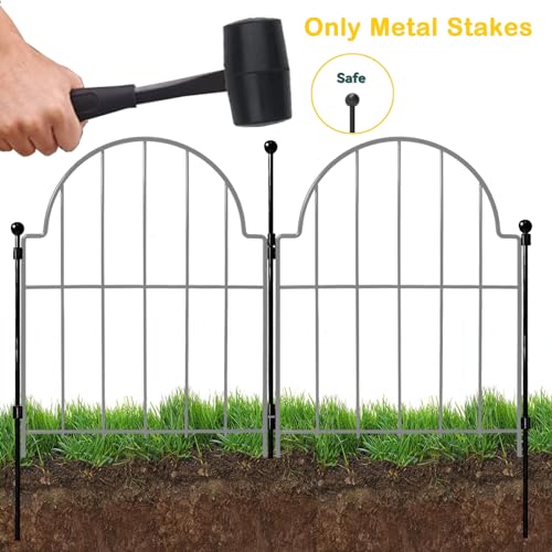 Blingluck Decorative Garden Fence Stakes 3 Pack Without Fence Panels, Total 17in(H) No Dig Animal Barrier, Garden Border Edging Flower Outdoor Fences for Landscape Specialized Accessories - Image 2