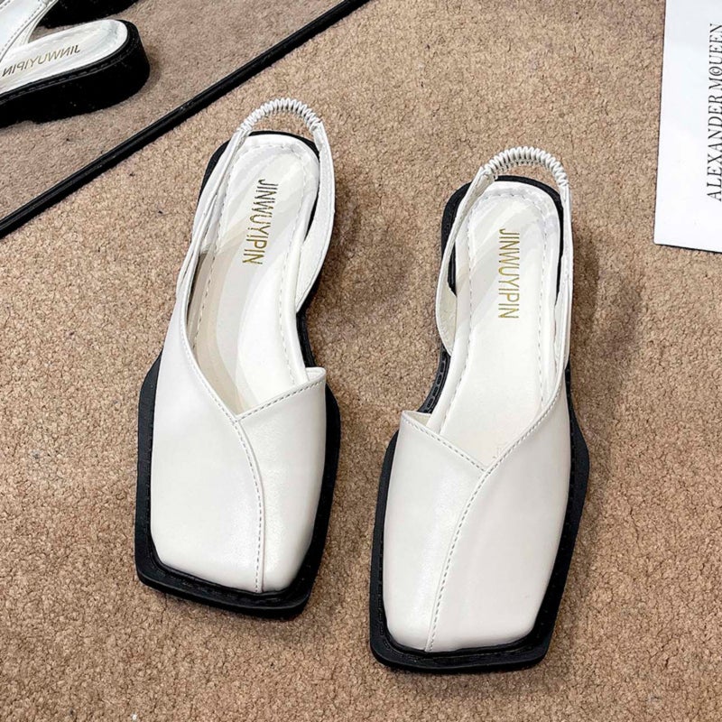Flat fairy-style square-toe mules with open toe - Image 1