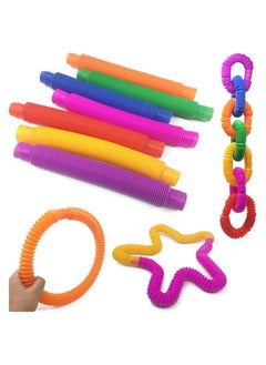 NQOOH Pop Tube Retractable Push and Pull Fidget Tubes Toy Sensory Fidget Tools 14 Pieces  - Image 3