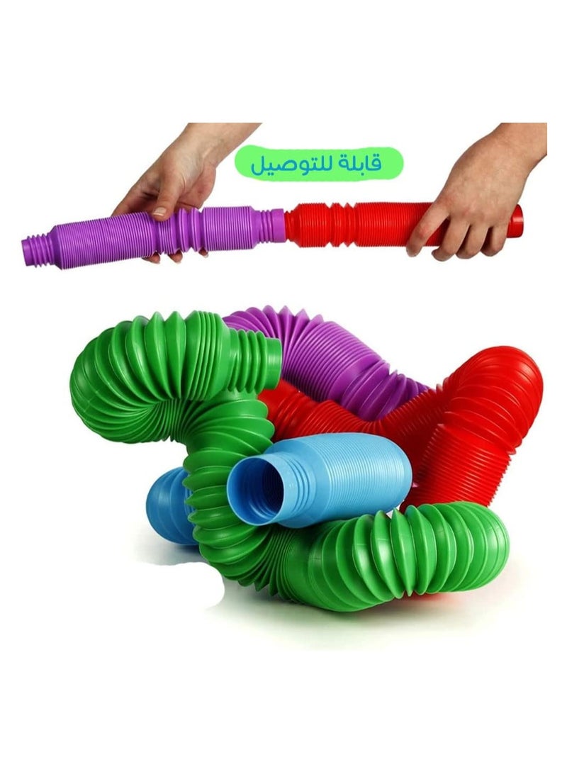 NQOOH Pop Tube Retractable Push and Pull Fidget Tubes Toy Sensory Fidget Tools 14 Pieces - Image 4
