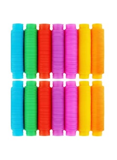 NQOOH Pop Tube Retractable Push and Pull Fidget Tubes Toy Sensory Fidget Tools 14 Pieces  - Image 2
