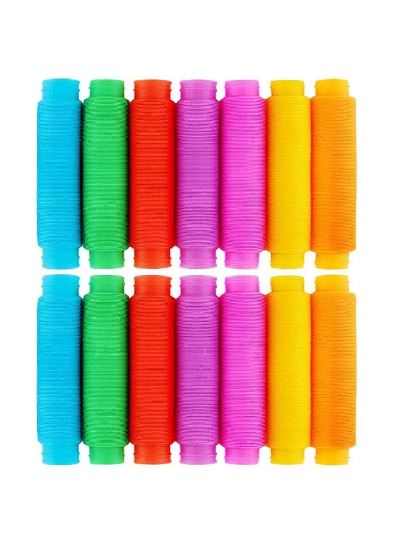 NQOOH Pop Tube Retractable Push and Pull Fidget Tubes Toy Sensory Fidget Tools 14 Pieces - Image 2