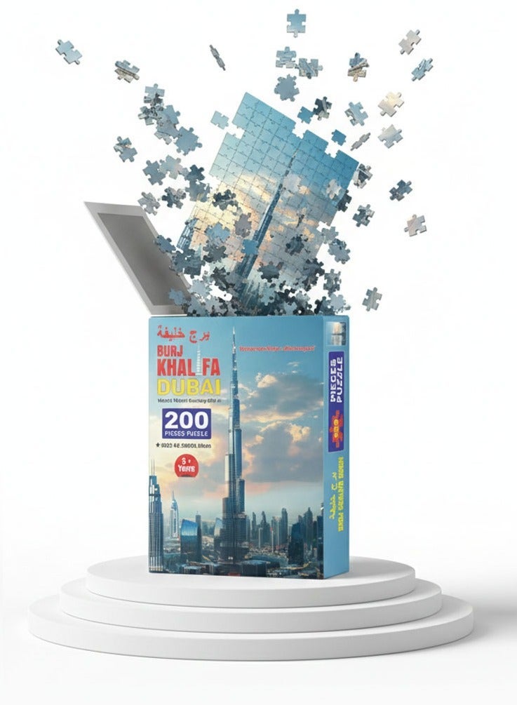 BEYTOR Burj Khalifa 200 Piece Jigsaw Puzzle | Iconic Dubai Skyline Souvenir & Gift for Kids Age 5+ | Large Educational Travel Toy | Screen-Free Brain Game for Boys & Girls - Image 1