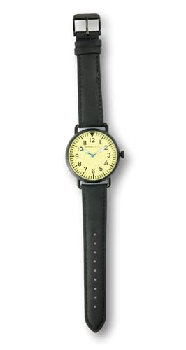 chotovelli Men’s Flieger Pilot Watch - Beige B-uhr Dial, Domed Crystal, Black Leather Strap (Tipo.3) - Image 4