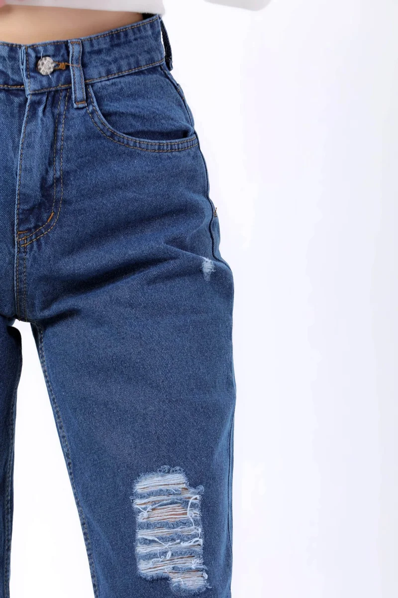 Tofisa 23807-BLUE Palazzo Laser Denim Trousers