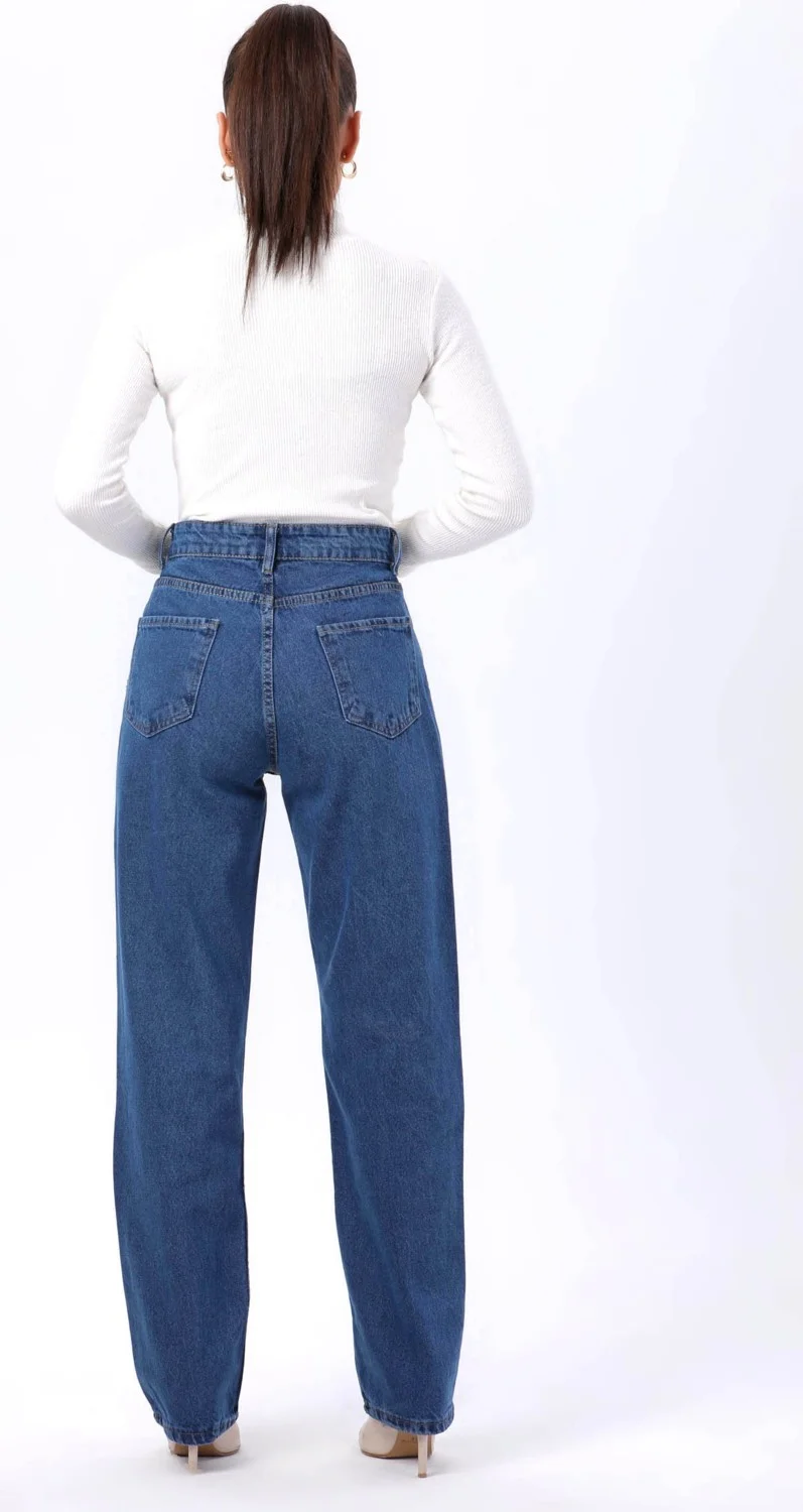 Tofisa 23807-BLUE Palazzo Laser Denim Trousers
