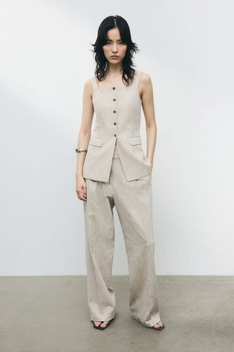H&M Wide linen-blend trousers