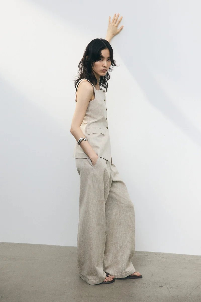 H&M Wide linen-blend trousers