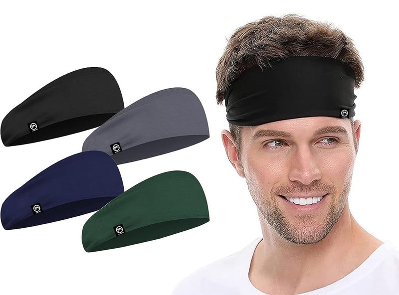 BISMAADH Men's Spandex Headband Sweatband & Sports Headband for Running, Cycling, Yoga, Exercise - Stretchy & Moisture Wicking Free Size - Image 1