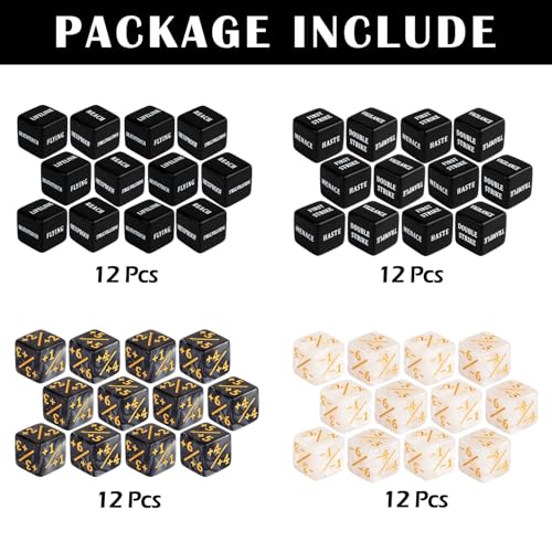 LAMJAM 48 Pieces Abilities Keywords Counter Dice Black MTG Dice Counters Bulk Creature Stats Buff Tokens Dice Set for Magic The Gathering, MTG, TCG, Card Games Accessories - Image 2