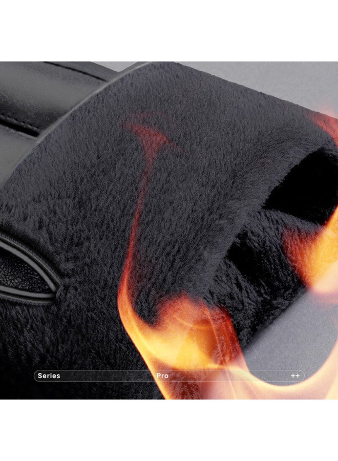 RED DRAGONFLY Hongqingting Genuine Leather Gloves For Men, Winter Riding Warm Motorcycle Driving Windproof Water-resistant Fleece-lined Thickened Touchscreen Sheepskin Gloves, Fleece-lined Thickened Sheepskin Gloves - XL Size - Image 4