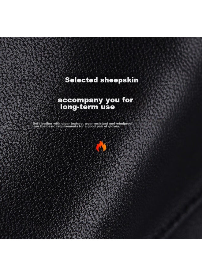 RED DRAGONFLY Hongqingting Genuine Leather Gloves For Men, Winter Riding Warm Motorcycle Driving Windproof Water-resistant Fleece-lined Thickened Touchscreen Sheepskin Gloves, Fleece-lined Thickened Sheepskin Gloves - XL Size - Image 2