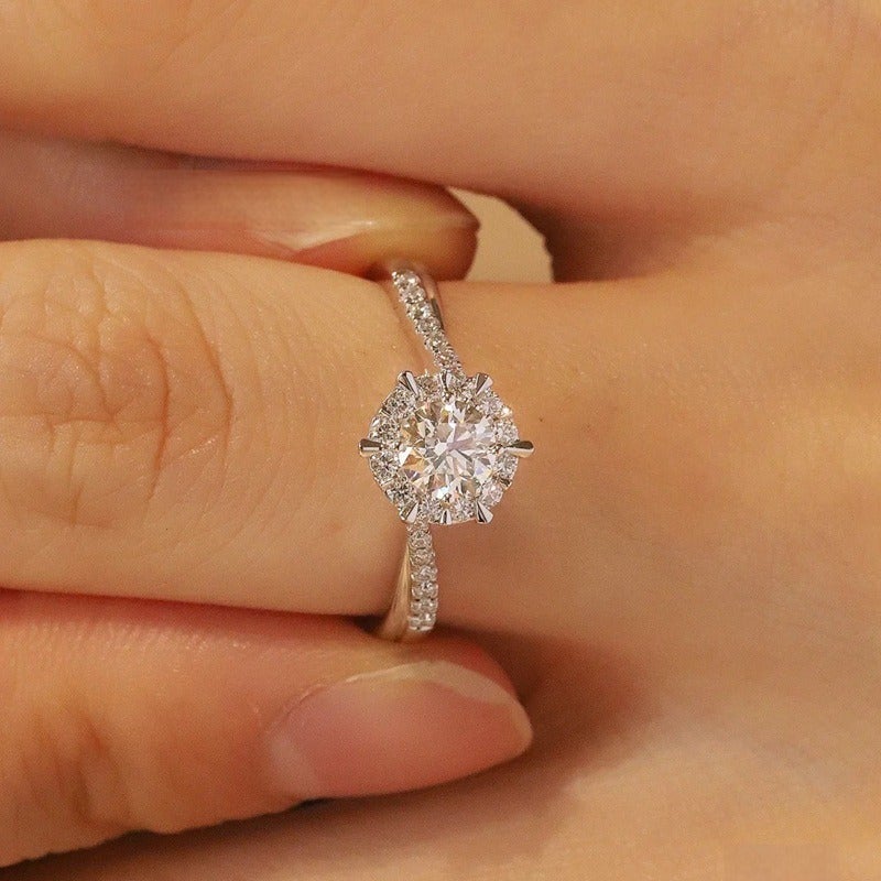 Qian Jin Yi Cross-Border Best-Selling Sterling Silver Ring with Moissanite One-Carat 50-Point Adjustable Twist Design Wholesale - Image 2