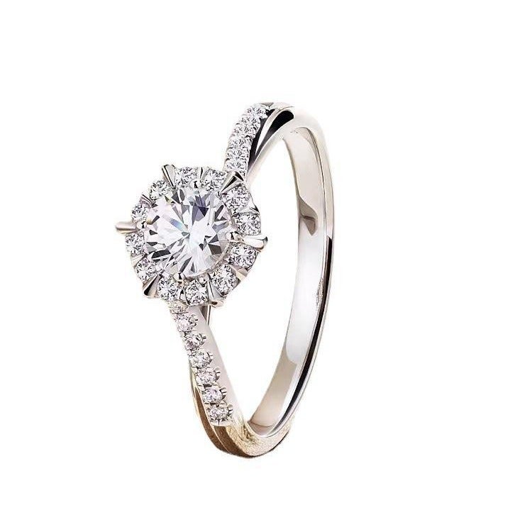 Qian Jin Yi Cross-Border Best-Selling Sterling Silver Ring with Moissanite One-Carat 50-Point Adjustable Twist Design Wholesale - Image 5