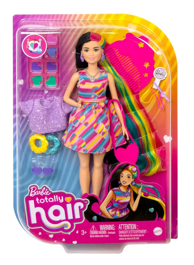 Barbie دمية ذات طابع قلبى بشعر طويل، صغيرة، 8.5 بوصة شعر، 15 ملحق - Image 1