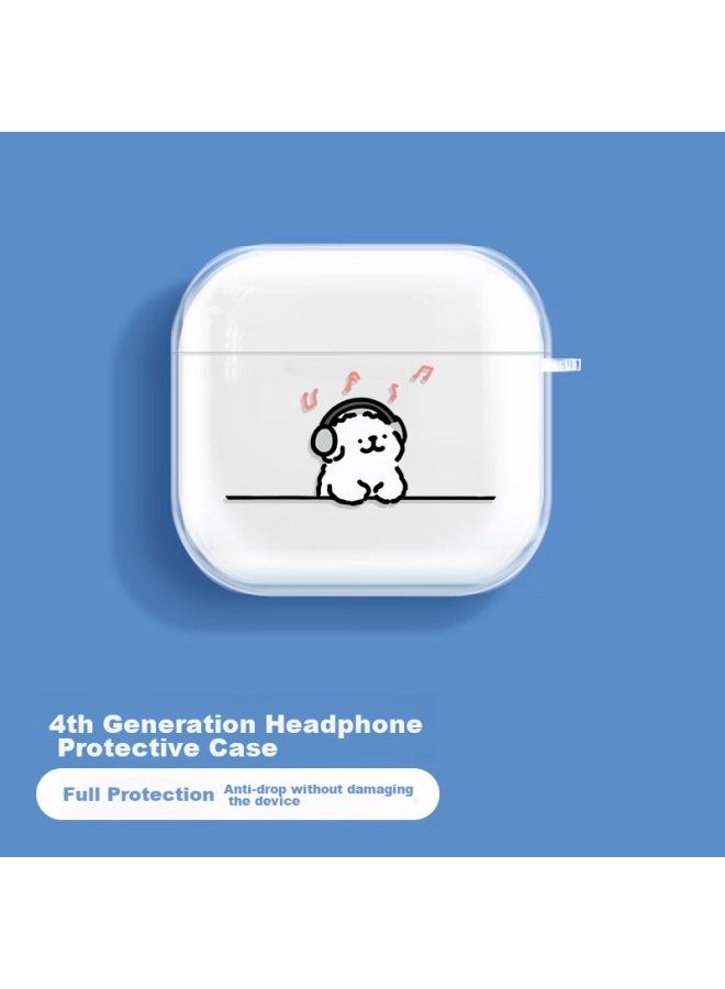 Inkaida Yingkaida, Suitable For Airpods 4 Protective Case, Apple Earphone Case, Wireless Bluetooth Earphone Case, Shockproof Creative Anti-slip Shell, Storage Box, Music Puppy - Image 1