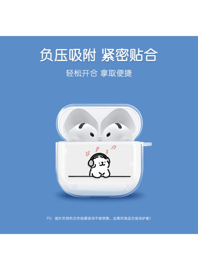 Inkaida Yingkaida, Suitable For Airpods 4 Protective Case, Apple Earphone Case, Wireless Bluetooth Earphone Case, Shockproof Creative Anti-slip Shell, Storage Box, Music Puppy - Image 2
