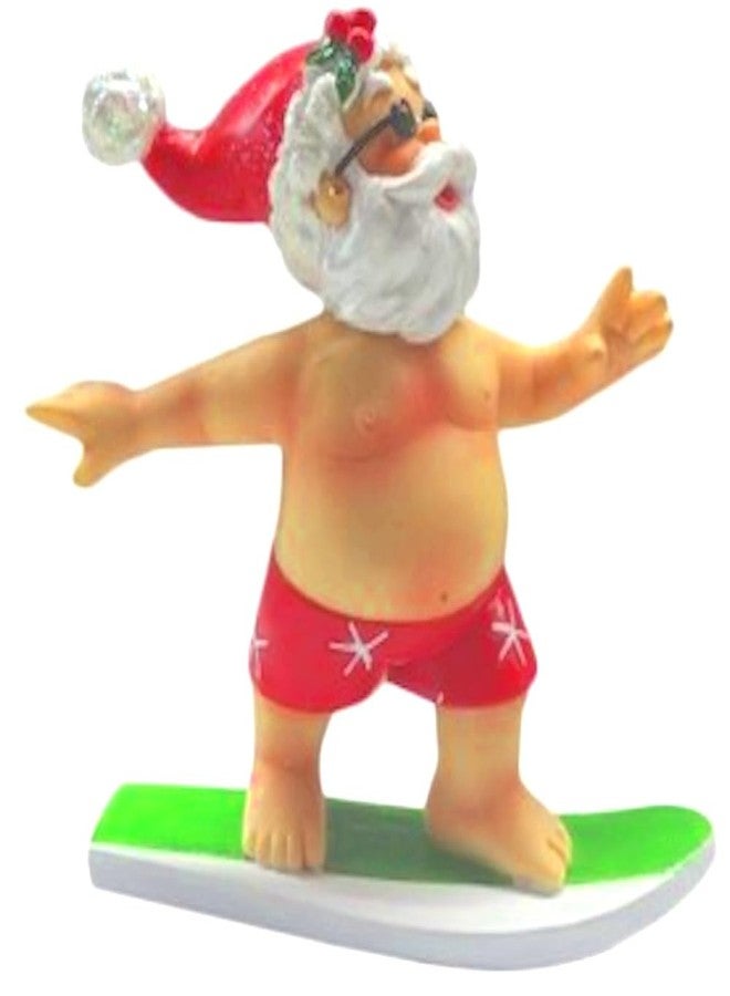 The Bridge Collection 4" Surfing Santa Figurine - Christmas Decor - Home for The Holidays - Image 1