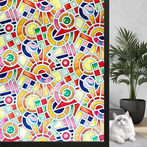 WALLTON Privacy Vinyl Frosted Window Film Glass Sticker Self-Adhesive Film Tint Wallpaper Opaque Sheet for Glass Privacy Cover Window, Door, Office, Home.| Anti-UV. (16x36 Inch, Multicolor) - Image 1