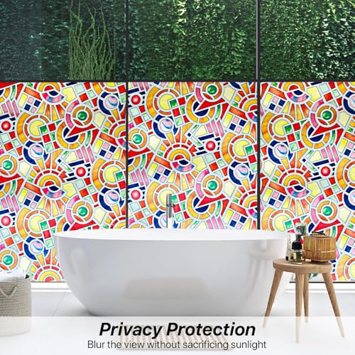 WALLTON Privacy Vinyl Frosted Window Film Glass Sticker Self-Adhesive Film Tint Wallpaper Opaque Sheet for Glass Privacy Cover Window, Door, Office, Home.| Anti-UV. (16x36 Inch, Multicolor) - Image 4