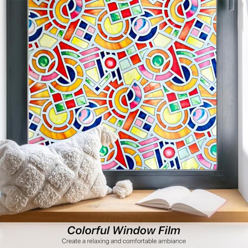 WALLTON Privacy Vinyl Frosted Window Film Glass Sticker Self-Adhesive Film Tint Wallpaper Opaque Sheet for Glass Privacy Cover Window, Door, Office, Home.| Anti-UV. (16x36 Inch, Multicolor) - Image 3
