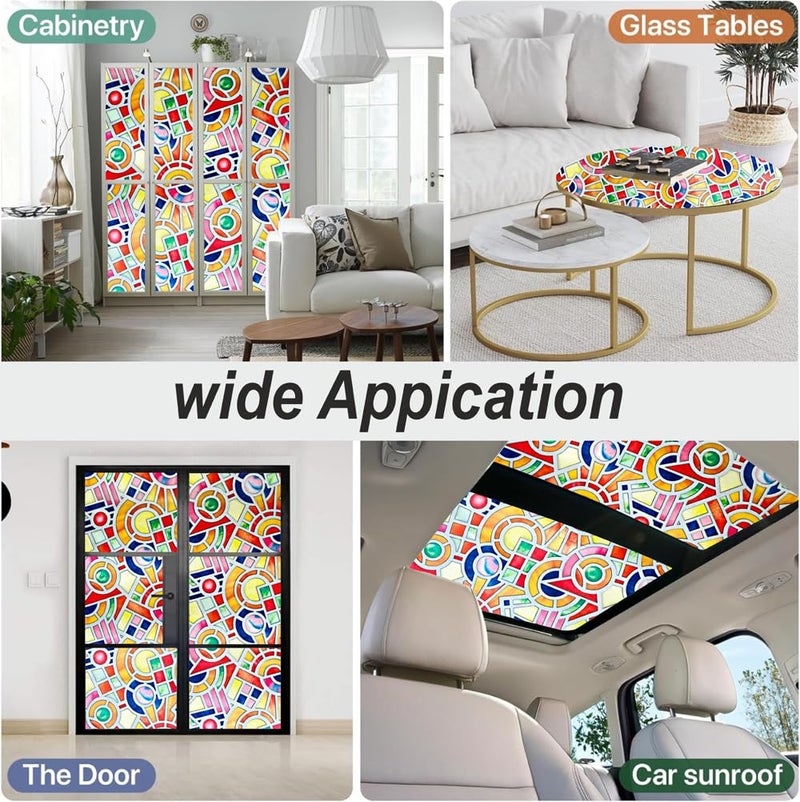 WALLTON Privacy Vinyl Frosted Window Film Glass Sticker Self-Adhesive Film Tint Wallpaper Opaque Sheet for Glass Privacy Cover Window, Door, Office, Home.| Anti-UV. (16x36 Inch, Multicolor) - Image 5