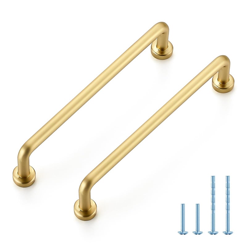 JOY DECOR Cabinet Pulls 5 Inch Hole Center Brushed Brass 10 Pack Zinc Alloy Cabinet Handles for Drawers Cupboard Vintage Style Hardware for Kitchen Bathroom Dresser Furniture Makeover - Image 2