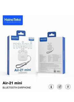 Wireless AIR-21 In-Ear Bluetooth Earphones – Premium Sound, Comfortable Fit, Free Cover with Hook, Original Quality, Compatible with iOS and Android Devices – Sleek White Design, Sweatproof, High-Performance Audio, Long Battery Life