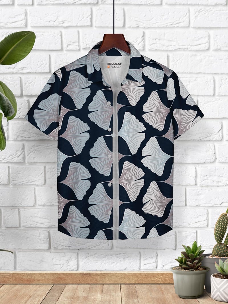 HELLCAT Beige, Navy Blue Trendy Regular Fit Printed Causal Shirt for Boys - Pack of 2_Beige/Navy Blue_3-4 Years - Image 3