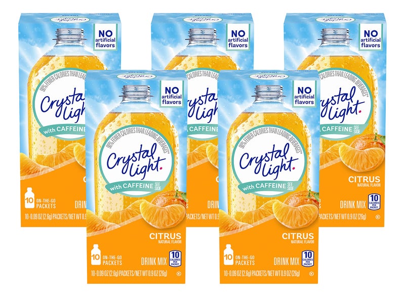 Crystal Light Citrus On-The-Go Powdered Drink Mix with Caffeine, 10 ct. (Pack of 5) - Image 1