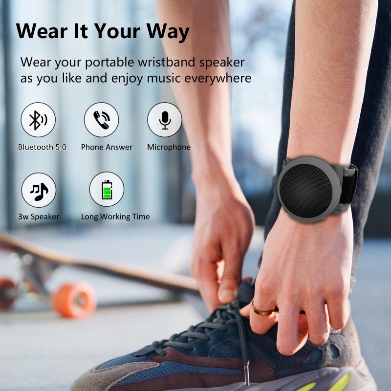 ANCwear مكبر صوت بلوتوث محمول ANCwear، مكبر صوت صغير لاسلكي مع صوت جهير معزز، صوت عالي الدقة، مكبر صوت قابل للارتداء مع ميكروفون، وقت تشغيل 9.5 ساعة، مقاوم للماء IPX6 للرياضة والسفر الخارجي (رمادي) - Image 4