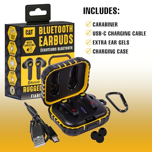 CAT Bluetooth Noise Canceling Ear Buds - Rugged Wireless Work Earbuds, Bluetooth Work Headphones, Dust Proof, Shock Proof, Water Resistant, Compatible with Apple, Android - Image 2