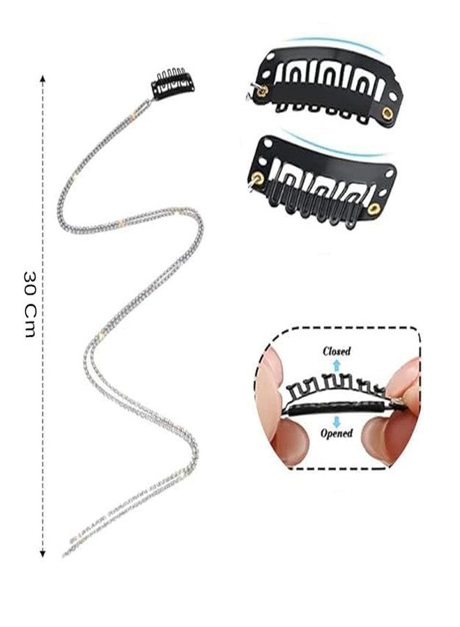 DORMITORRY 2 Pcs Silver Rhinestone Hair Clips for Women Girls, Bling Crystal Tassel Head Chain Sparkly Hair Blinger Jewelry for Braids, Diamond Gems Hairpin Decorative Fancy Hair Extension Accessories. - Image 2