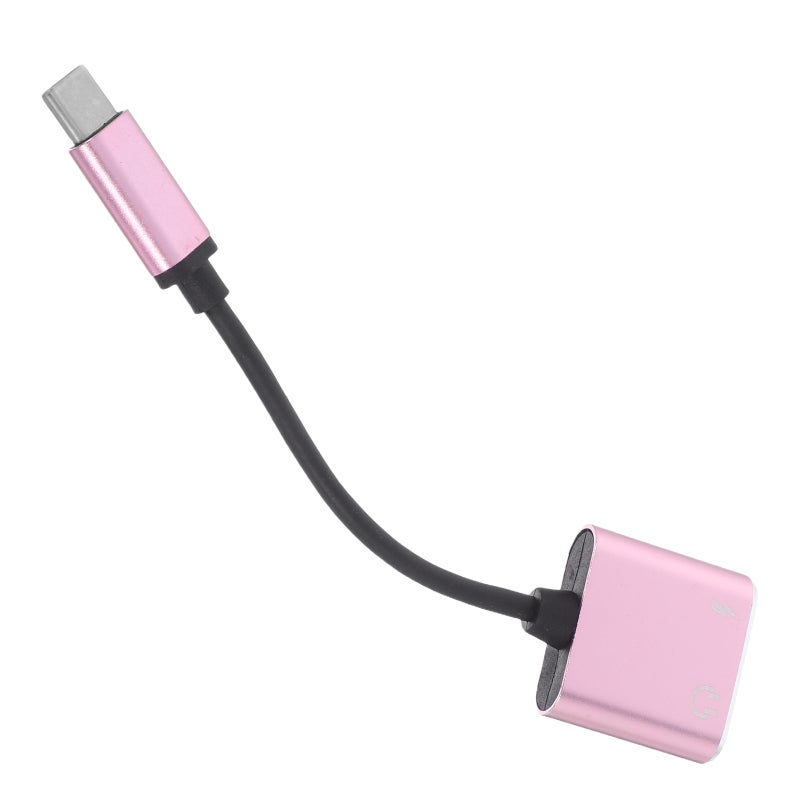 كابل محول صوت USB من النوع C إلى 3.5 ملم، 2 في 1، محول سماعة رأس ستيريو مع ميكروفون، محول AUX، محول شحن، متوافق مع Google Pixel 2/2 XL/ Huawei/ HTC U11/ MacBook Pro وغيرها (ذهبي وردي) - Image 4