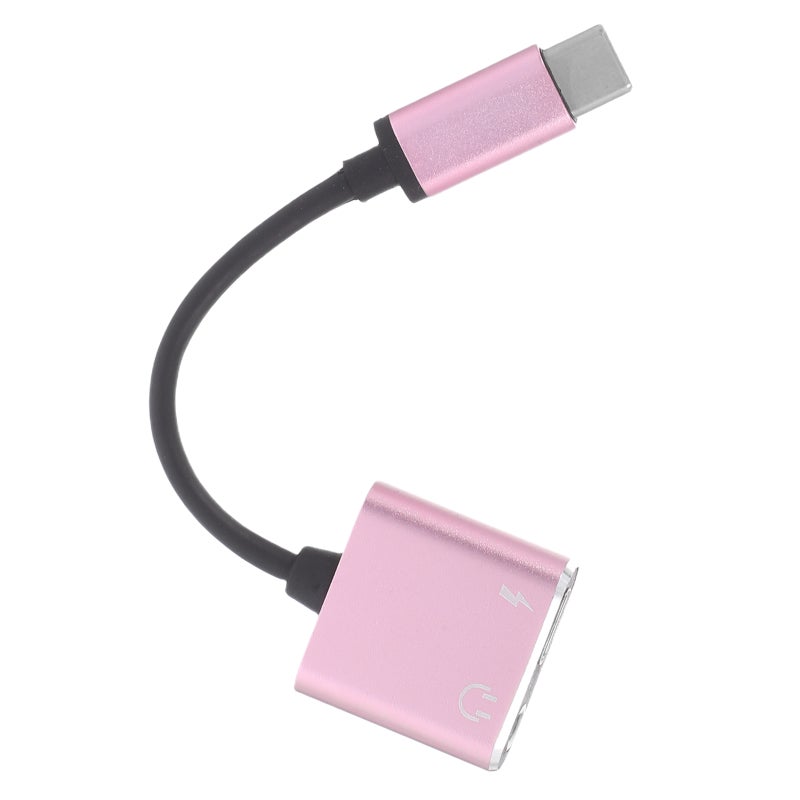 كابل محول صوت USB من النوع C إلى 3.5 ملم، 2 في 1، محول سماعة رأس ستيريو مع ميكروفون، محول AUX، محول شحن، متوافق مع Google Pixel 2/2 XL/ Huawei/ HTC U11/ MacBook Pro وغيرها (ذهبي وردي) - Image 5