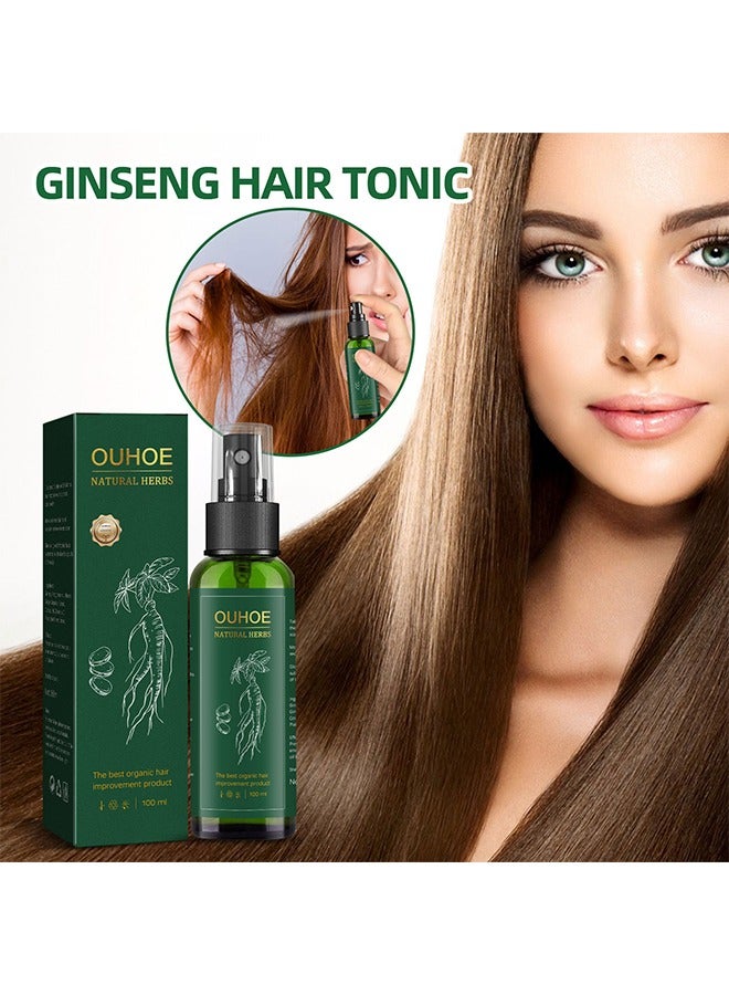 OUHOE Natural Herbs , Ginseng Hair Thickening Liquid Ginseng Essence Hair Thickening Spray Prevents Hair Loss Strengthens Hair Protects and Moisturizes Hair 100ml - Image 1