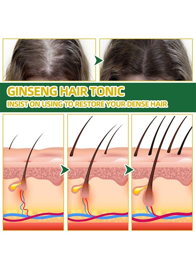 OUHOE Natural Herbs , Ginseng Hair Thickening Liquid Ginseng Essence Hair Thickening Spray Prevents Hair Loss Strengthens Hair Protects and Moisturizes Hair 100ml - Image 4