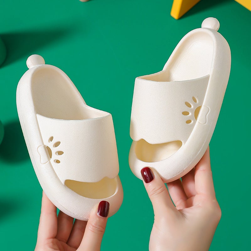 Cute Cartoon Kids Slippers Non-Slip Summer g11-solid color/White 