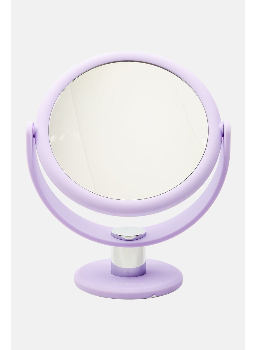 Olivia Rose - Double Sided Vanity Mirror With Soft Touch Handle, Lavender - Image 1