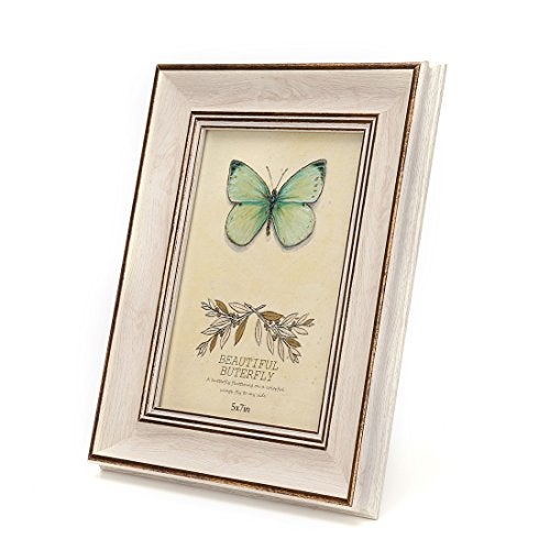 Zhenzan Frames 5x7 Inches Vintage Feel Rustic Picture Frame For Tabletop or Wall Hanging with Glass Front (5"x7", White) - Image 2