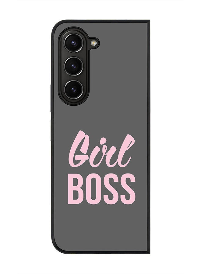 Stylizedd Rugged Black edge case for Samsung Galaxy Z Fold5, Slim fit Soft Case Flexible Rubber Edges Anti Drop TPU Gel Thin Cover -  Girl Boss (Grey) - Image 1