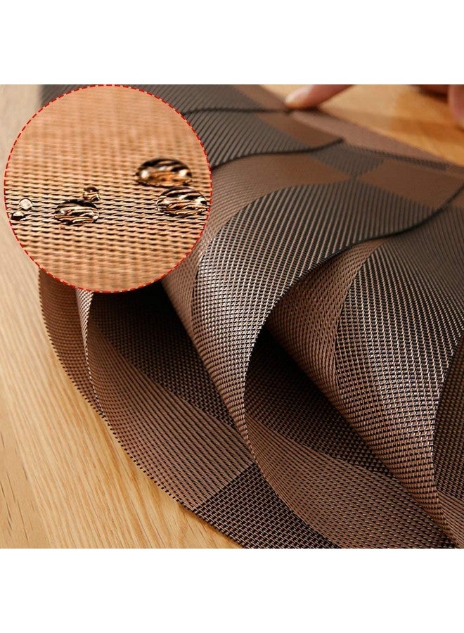 Ramkuwar Placemats with Compatible Table Runner Crossweave Insulation Placemat Washable Table Mats Runner and Placemat Set 8 Brown - Image 3