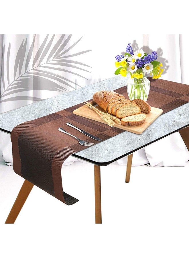 Ramkuwar Placemats with Compatible Table Runner Crossweave Insulation Placemat Washable Table Mats Runner and Placemat Set 8 Brown - Image 4