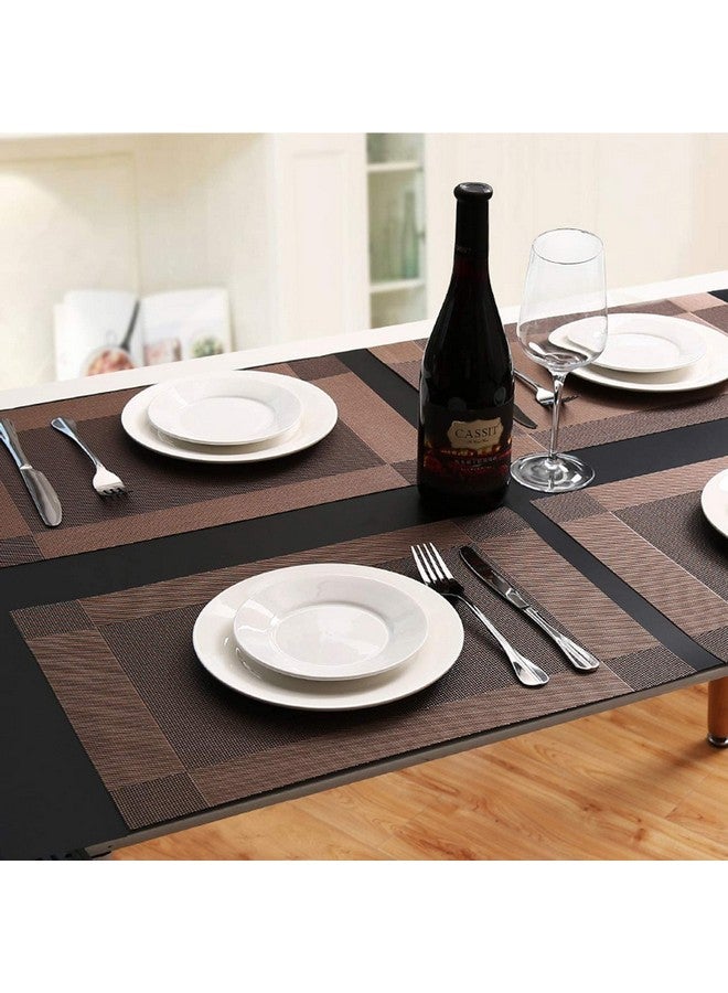 Ramkuwar Placemats with Compatible Table Runner Crossweave Insulation Placemat Washable Table Mats Runner and Placemat Set 8 Brown - Image 5